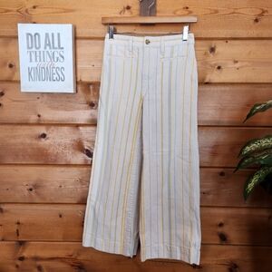 Madewell Emmett Wide Leg Cropped Capri Jeans Warm Honeysuckle Stripe Sz 24 X 24"